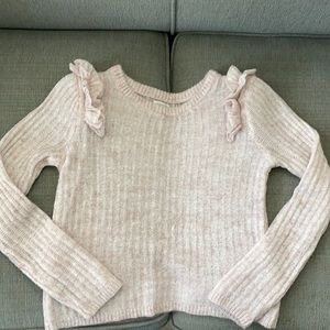 Gymboree light-weight, open-weave, ruffle shoulder sweater